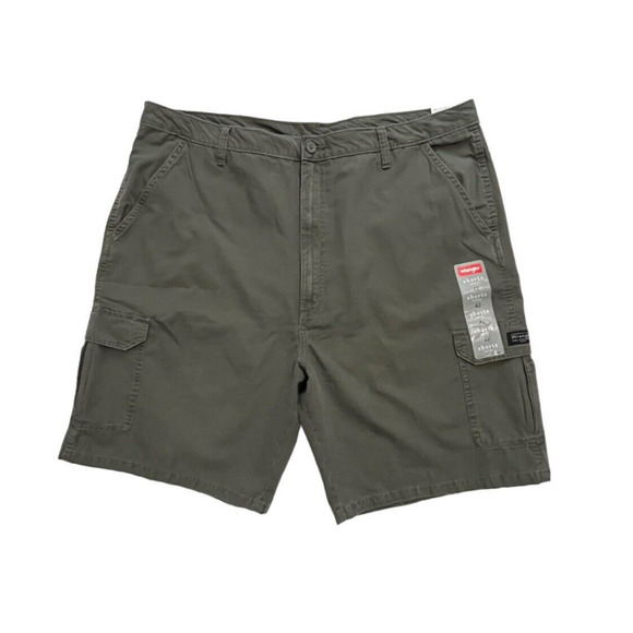 Wrangler Cargo Loose Fit Shorts Mens Size 42 Army Green Ripstop 100% Cotton New - Picture 1 of 15